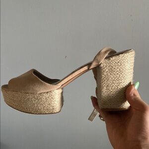 Kenneth Cole Tan Espadrille Sandals with Ankle Straps